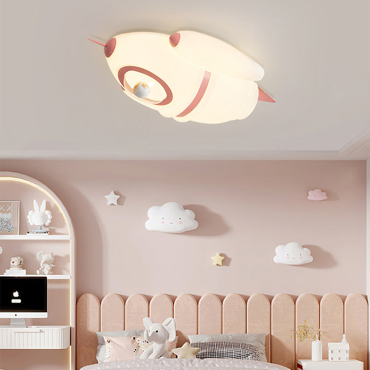 Lumendat Contemporary Creative Kids Rocket Iron Plastic LED Flush Mount Ceiling Light For Bedroom Lumendat