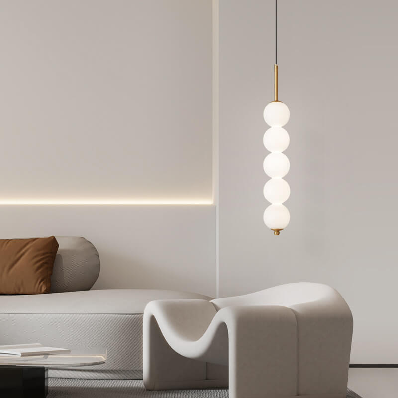 Nordic Creative Brass Spherical Glass Long Strip LED Pendant Light BulbSquare