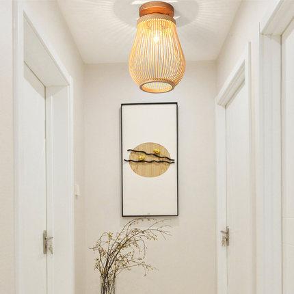 Modern Minimalist Creative Bamboo Weaving Flush Mount Ceiling Lamp Lumendat