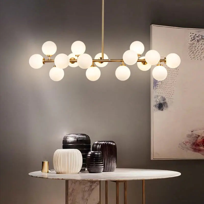 Nordic Light Luxury Magic Bean Glass Ball 16-light Island Light Chandelier Lumendat