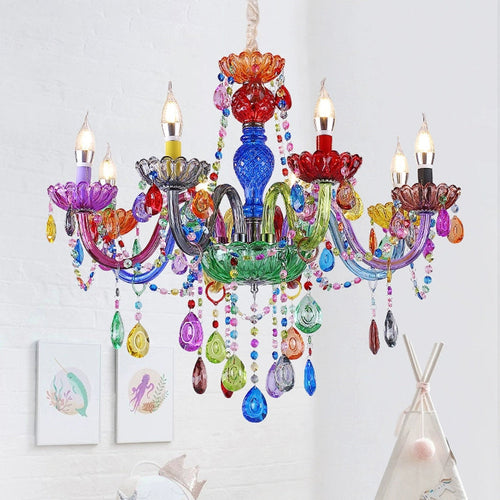 Modern Luxury Crown Iron Glass Crystal 6/8 Light Chandelier for Dining Room