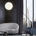 Contemporary Creative Tapered Base Fishing Rod Orb Iron Glass 1-Light Standing Floor Lamp For Living Room Lumendat