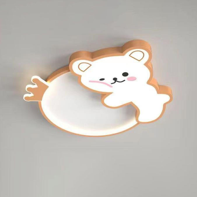 Lumendat Modern Cute Children's Bear Iron Acrylic Eye Protection LED Flush Mount Ceiling Light Lumendat