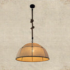 Traditional Rustic Fabric Semicircle Lampshade 1-light Pendant Light for Dining Room BulbSquare