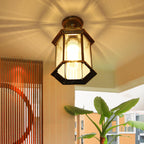 Traditional European Outdoor Hexagonal Lantern Waterproof 1-Light Semi-Flush Mount Ceiling Light For Outdoor Lumendat
