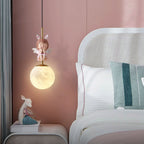 Lumendat Contemporary Nordic Kids Resin Glass Round Angel 1-Light Pendant Light For Bedside Lumendat