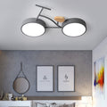 Contemporary Creative Bicycle Acrylic Wood LED Kids Flush Mount Ceiling Light for Living Room