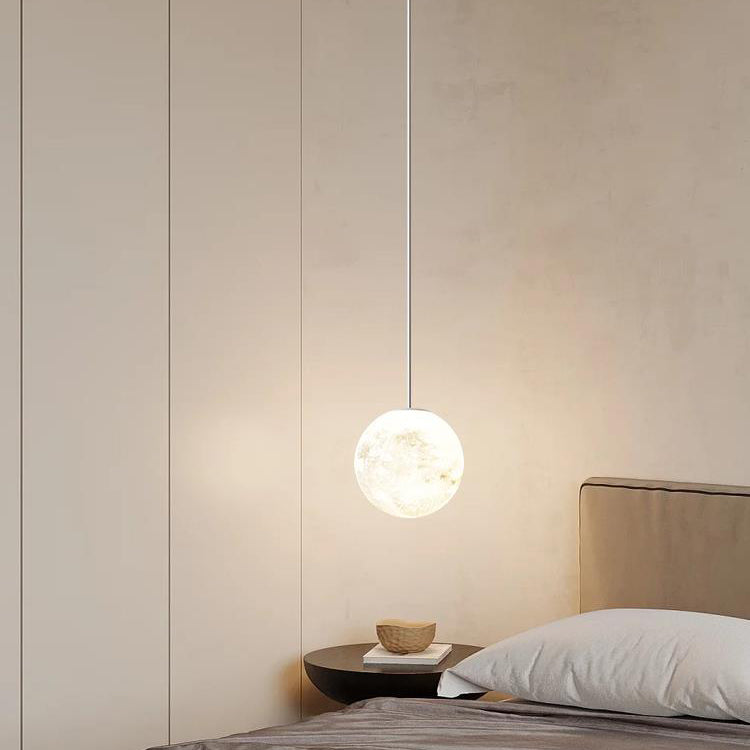 Modern Minimalist Astronaut Moon Iron Resin LED Pendant Light for Bedroom BulbSquare