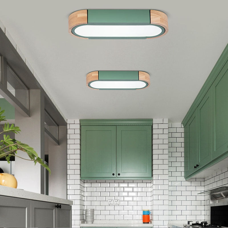 Contemporary Scandinavian Long Oval Iron Log Acrylic LED Flush Mount Ceiling Light For Bedroom Lumendat