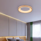 Nordic Minimalist Log Wood Round LED Flush Mount Ceiling Light Lumendat