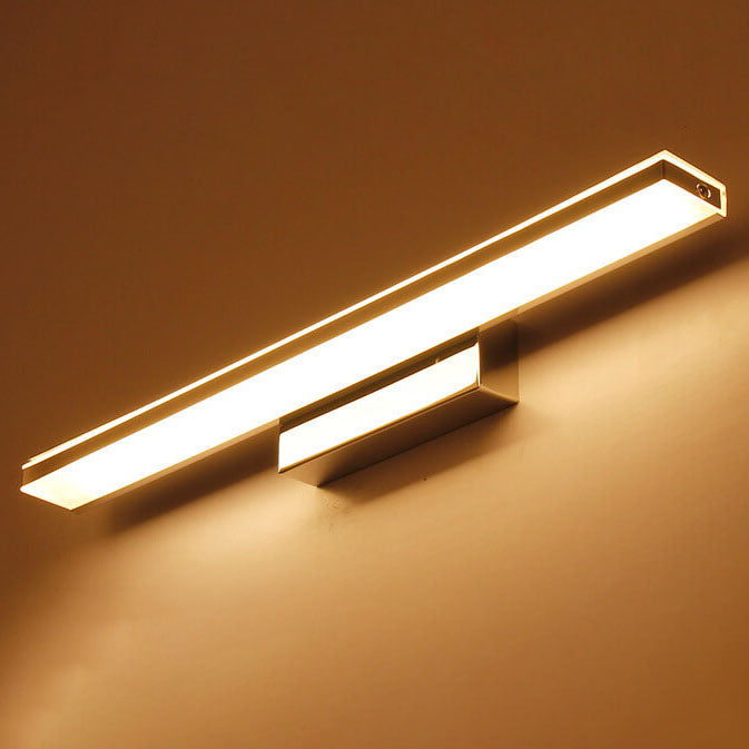 Modern Minimalist Rectangular Column Stainless Steel Anti-Fog Vanity Light LED Wall Sconce Lamp For Bathroom & Living Room