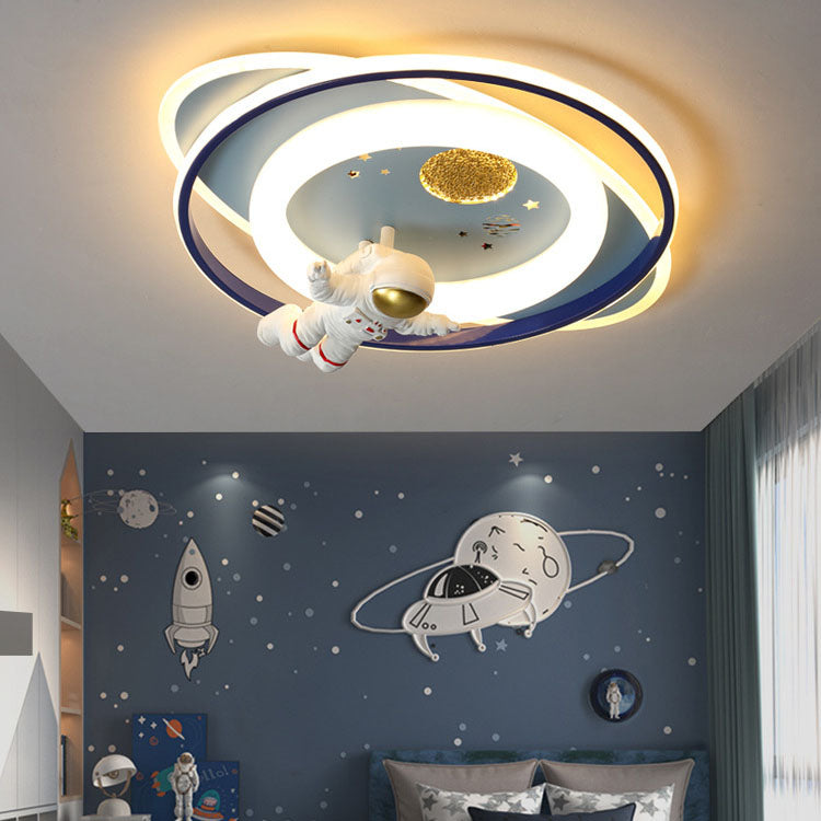 Lumendat Modern Creative Kids Iron Cartoon Astronaut Rocket LED Flush Mount Ceiling Light Lumendat