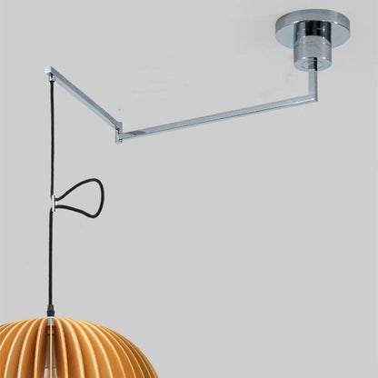 Japanese Minimalist Wooden Pumpkin Swing Arm 1-light Pendant Light