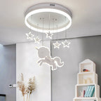 Lumendat Contemporary Nordic Kids Iron Acrylic Round Unicorn Star LED Flush Mount Ceiling Light For Bedroom Lumendat