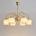 Traditional French Cream Floral Copper Glass 5/6/8 Light Chandelier for Living Room modern luxury lighting fixture
