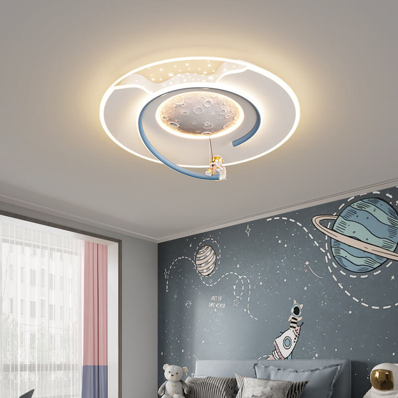 Lumendat Modern Creative Kids Resin Lunar Astronaut LED Flush Mount Ceiling Light Lumendat