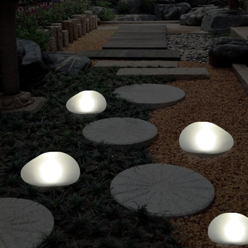 Solar Pebble ABS Sandblasted Glass LED Outdoor Landscape Light Lumendat