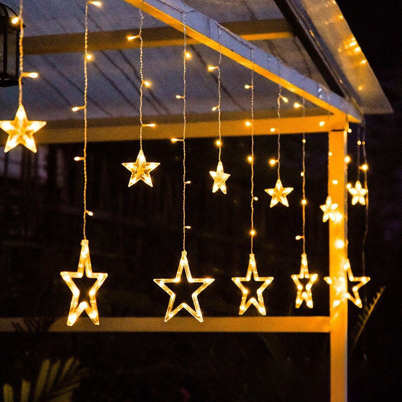 LED Solar Star Moon Curtain Light Christmas Outdoor Patio Decorative Camping String Lights Lumendat