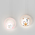 Lumendat Modern Simplicity Kids Aluminum Iron Acrylic Circle Bear Cow LED Pendant Light For Bedside Lumendat