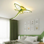Contemporary Creative Acrylic Cartoon Dinosaur LED Semi-flush Mount Ceiling Light for Bedroom