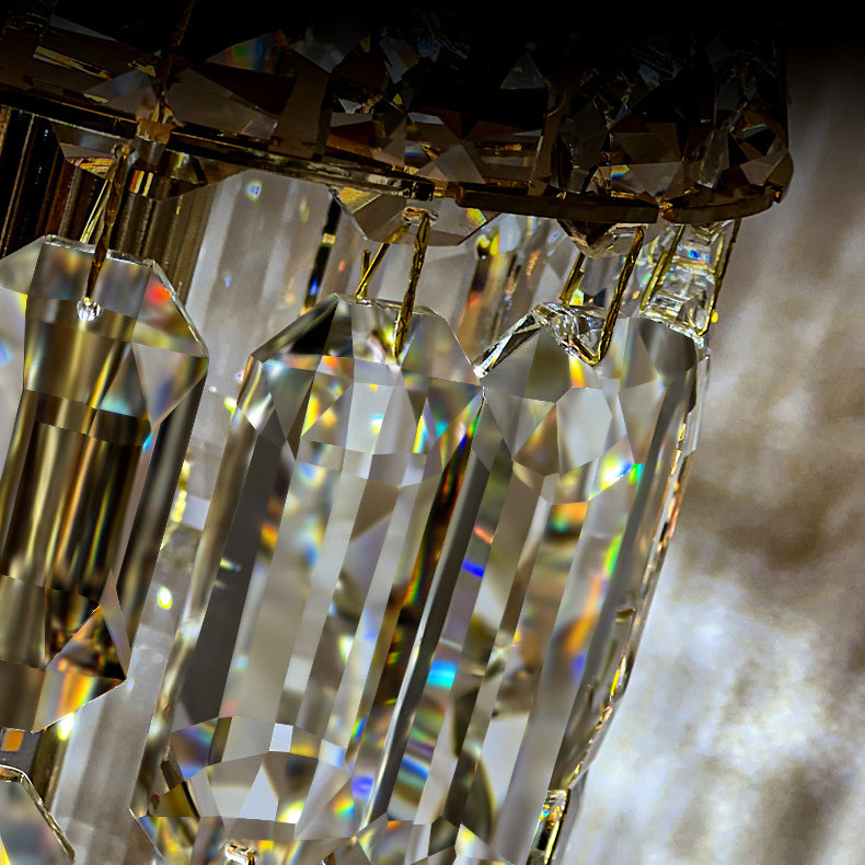 Modern Art Deco Cylinder Metal Crystal 1-light Pendant Light for Living Room