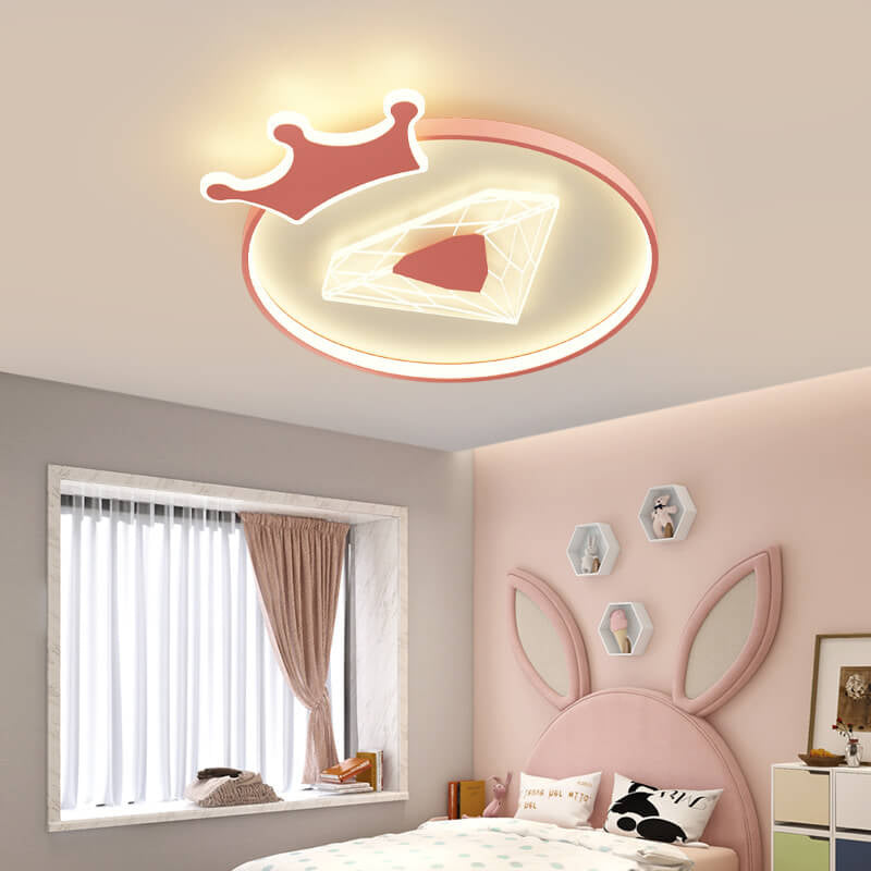 Lumendat Childlike Cartoon Crown Diamond Design LED Flush Mount Light Lumendat