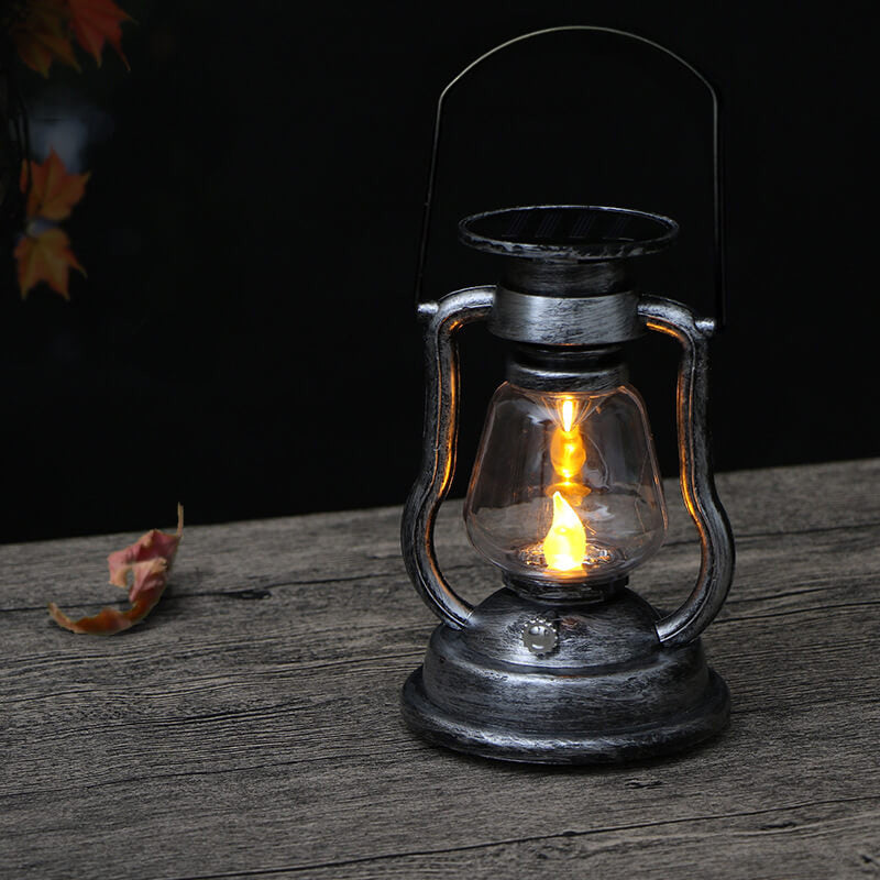 Solar Retro Kerosene Lamp Horse Lamp LED Outdoor Garden Patio Decoration Portable Flame Candle Light Lumendat