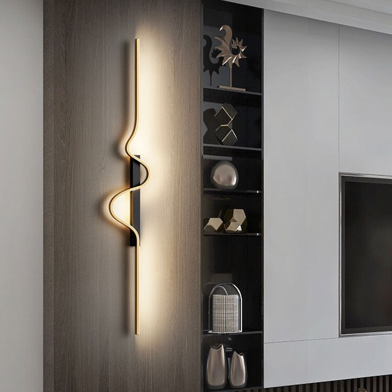 Modern Minimalist Aluminum Corrugated Strip Iron Frame LED Wall Sconce Lamp For Bedroom Lumendat