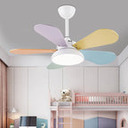 Lumendat Simple Colorful Round Fan Leaf Kids Downrods Ceiling Fan Light Lumendat