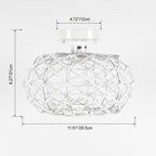 Contemporary Coastal Oval Iron Paper Rope 1-Light Semi-Flush Mount Ceiling Light For Living Room