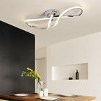 Modern Minimalist Spiral Twisted Aluminum Silicone LED Semi-flush Mount Ceiling Light for Bedroom