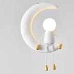 Lumendat Contemporary Nordic Kids Iron Resin Glass Moon Doll 1-Light Pendant Light For Bedside Lumendat