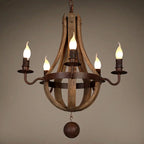 Traditional Rustic Round Branch Candle Holder Wooden Iron 5/6/8 Light Chandelier for Living Room Lumendat