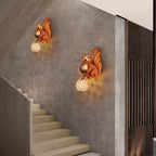 Lumendat Traditional European Kids Squirrel Ball Crystal Resin 1-Light Wall Sconce Lamp For Bedside Lumendat