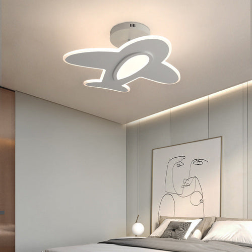 Modern Art Deco Airplane Shaped Acrylic Iron LED Semi-Flush Mount Ceiling Light For Living Room