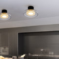 Contemporary Scandinavian Round Hardware Glass LED Semi-Flush Mount Ceiling Light For Living Room