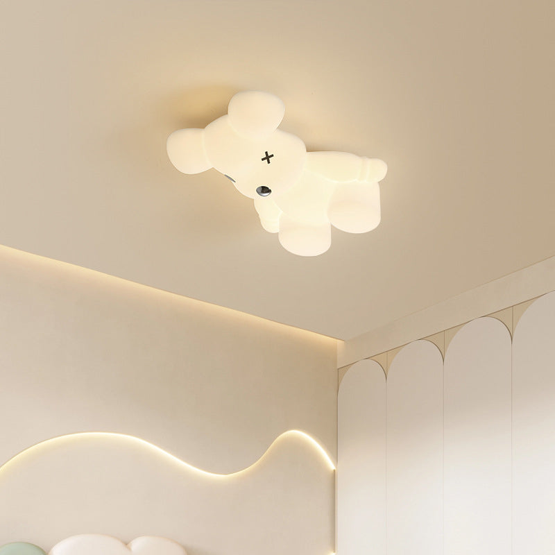 Lumendat Contemporary Creative Cartoon Animal Bear Acrylic Shape Iron LED Kids Flush Mount Ceiling Light For Bedroom Lumendat