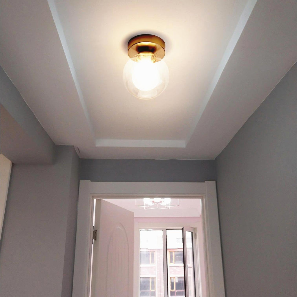 Modern Simple Glass Round Ball 1-Light Semi-Flush Mount Ceiling Light Lumendat