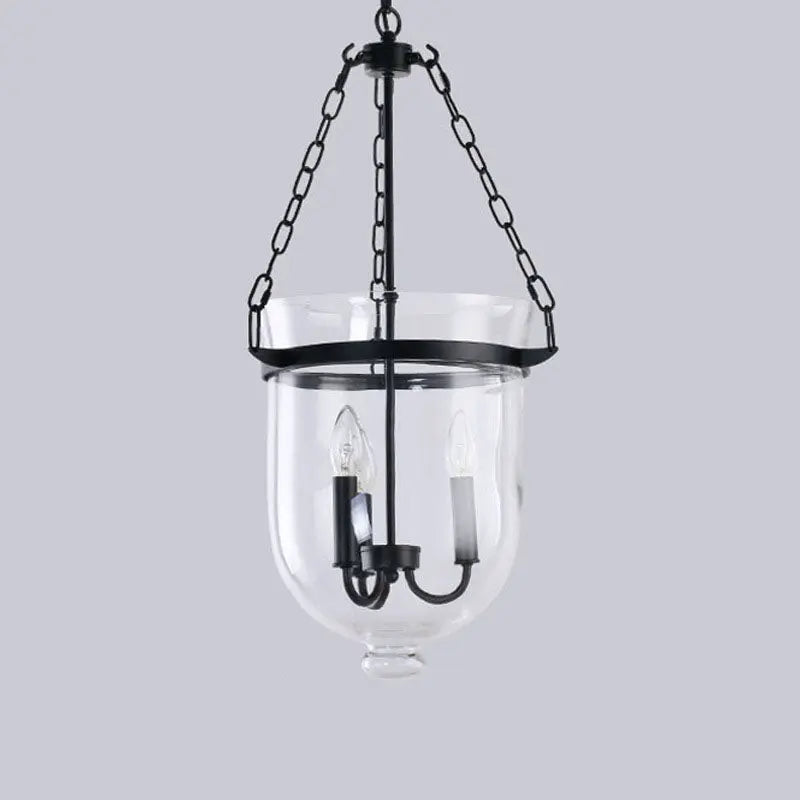 Traditional Rustic Round Glass Bucket Iron Candelabra 3-light Chandelier for Living Room Lumendat