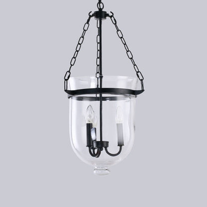 Traditional Rustic Round Glass Bucket Iron Candelabra 3-light Chandelier for Living Room