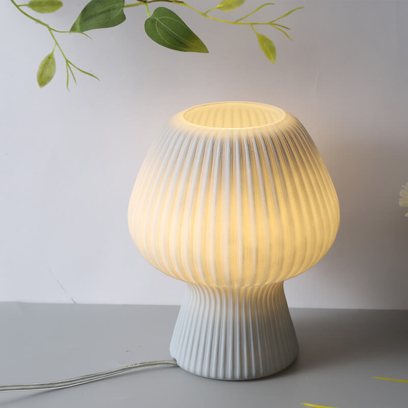 Modern Minimalist Mushroom 1-Light Glass Table Lamp For Bedside Lumendat