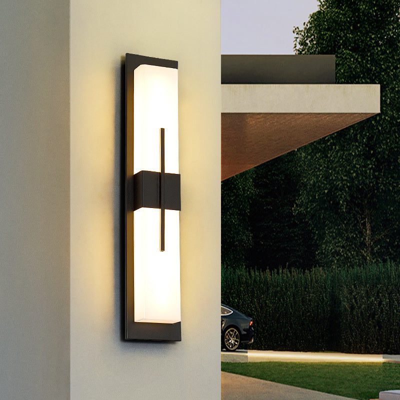 Outdoor Minimalist Rectangular Stainless Steel Acrylic LED Waterproof Wall Sconce Lamp Lumendat