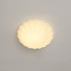 Modern French Cream Shell Glass LED Flush Mount Ceiling Light BulbSquare