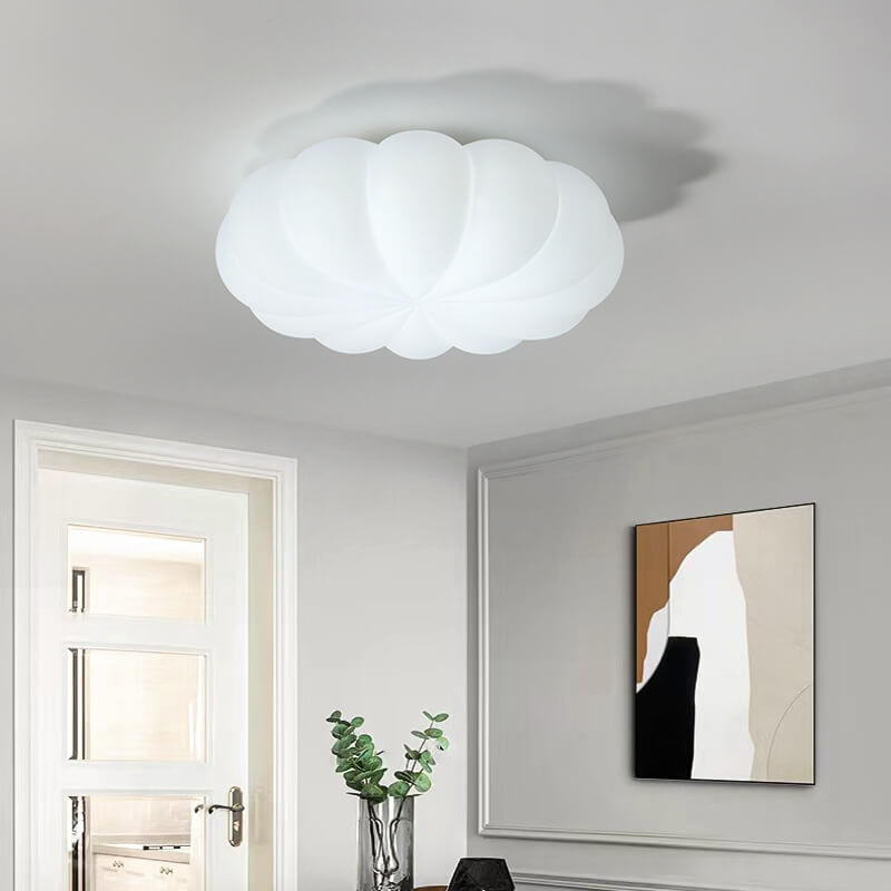 Contemporary Nordic Pe Shade Kid's Flowers LED Flush Mount Ceiling Light for Bedroom BulbSquare