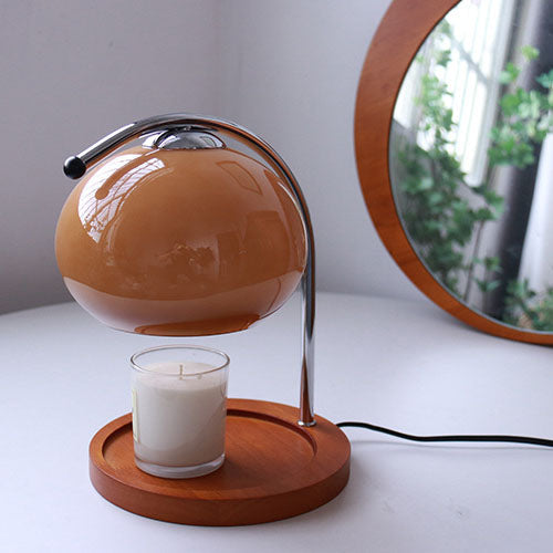 Vintage Glass Dome Solid Wood Base 1-Light Melting Wax Table Lamp Lumendat