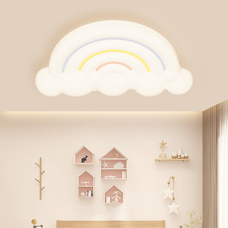 Lumendat Contemporary Creative Cartoon Acrylic Cloud Rainbow Design LED Kids Flush Mount Ceiling Light For Bedroom Lumendat