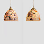 Traditional Tiffany Shell Decor Stained Glass Semicircle 1-light Pendant Light for Bedroom BulbSquare