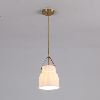 Japanese Light Luxury Ceramic Copper Round Mouth 1-light Pendant Light