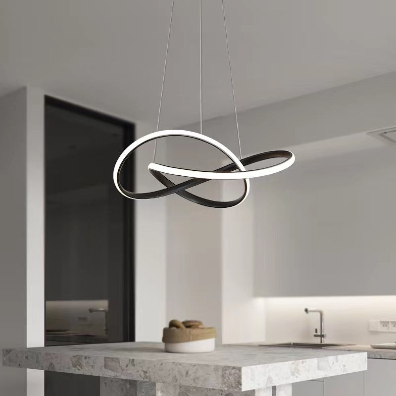 Modern Minimalist Aluminum Twist Ring LED Island Light Pendant Light for Dining Room