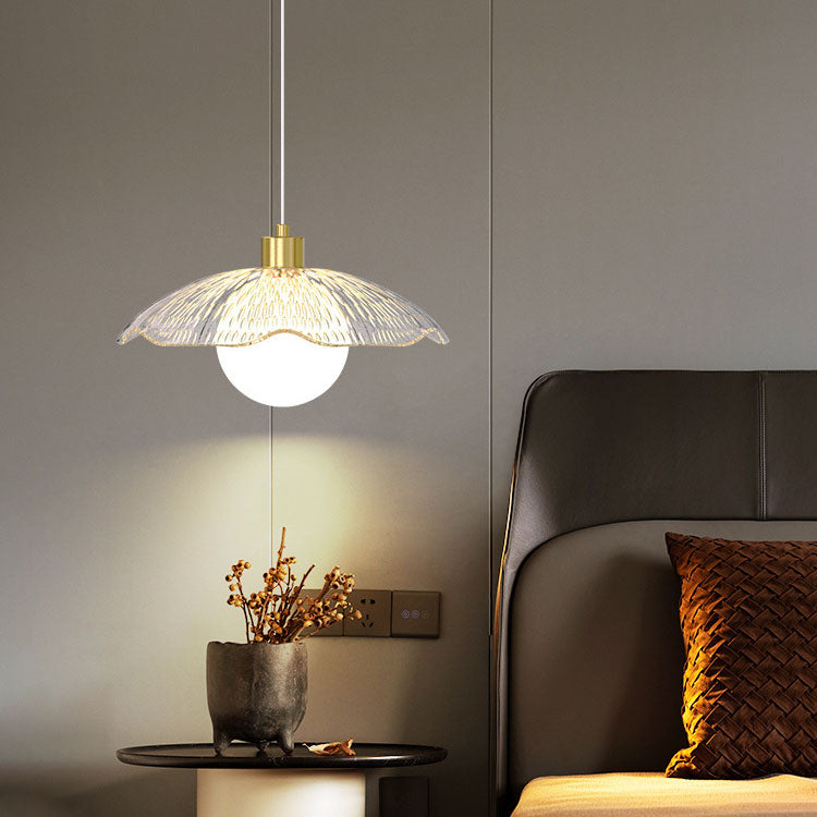 Modern Light Luxury Glass Flower Design Iron 1-Light Pendant Light